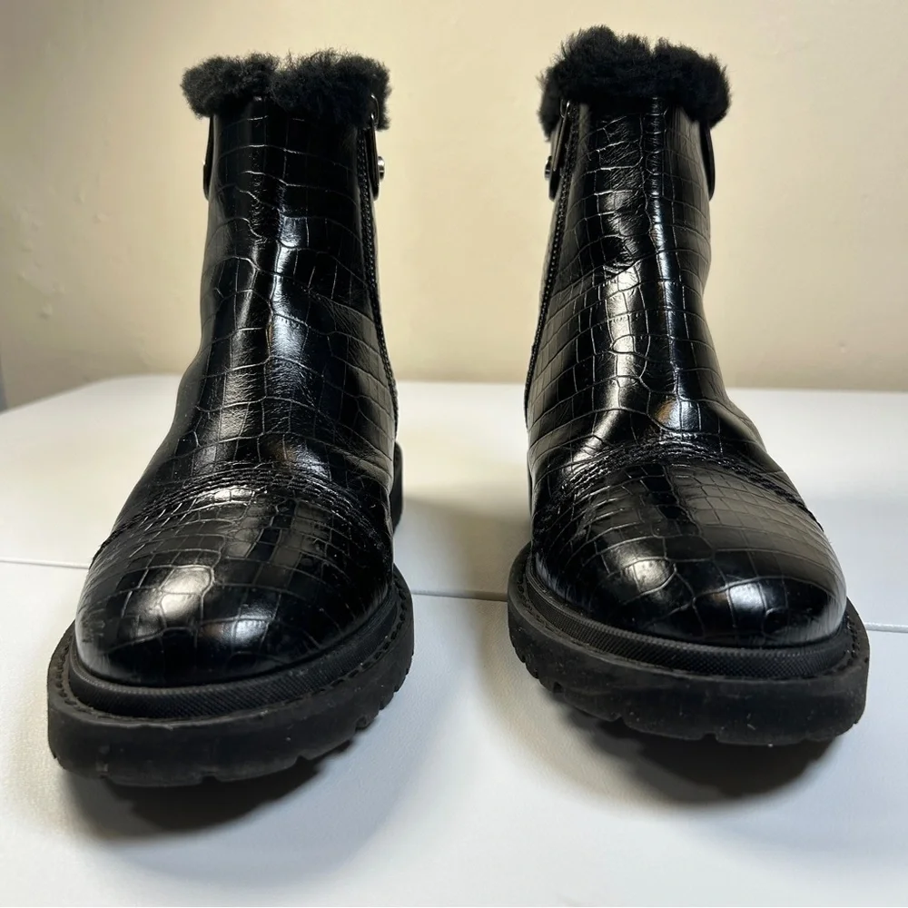 Jimmy Choo Voyager lI Heated Tech Snow Boots Black Croc-Embossed Leather